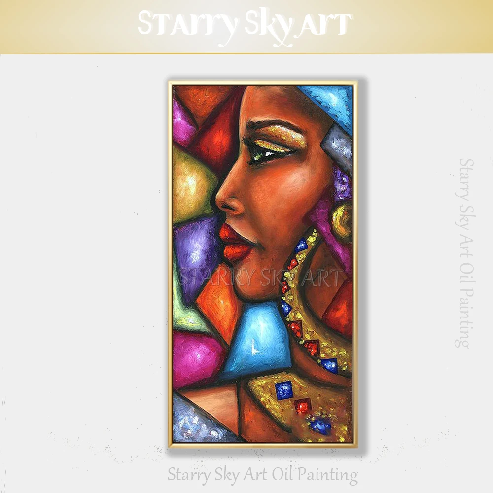 Handmade Beautiful African Woman Figure Oil Painting on Canvas African Woman with Luxury Jewelry Acrylic Painting for Wall Decor
Handmade Beautiful African Woman Figure Oil Painting on Canvas African Woman with Luxury Jewelry Acrylic Painting for Wall Decor