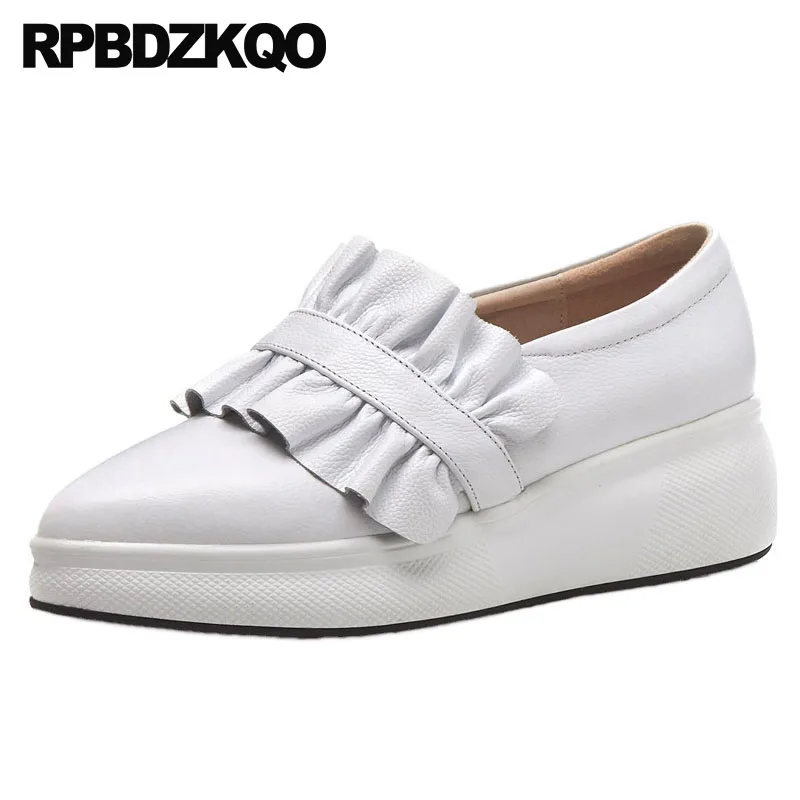 Slip On Embellished Genuine Leather Creepers Platform Shoes Fashion Pointed Toe Women Thick Sole Muffin White Wedge Elevator
Slip On Embellished Genuine Leather Creepers Platform Shoes Fashion Pointed Toe Women Thick Sole Muffin White Wedge Elevator