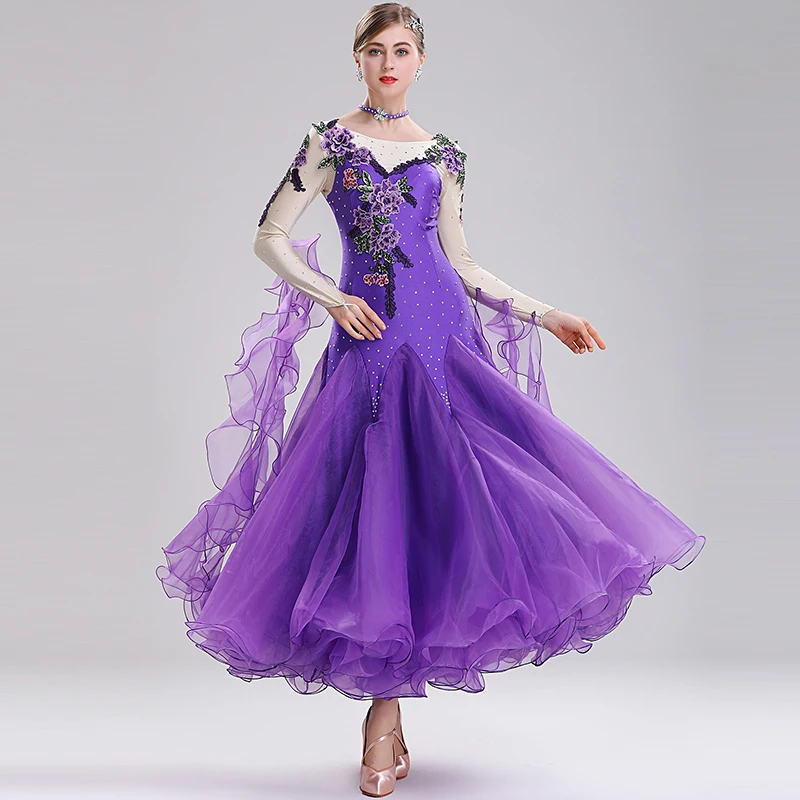 Modern Dance Costume Women Elegant Red/Purple Long Sleeve Ballroom Dance Competition Dress Waltz Performance Clothes DQL1171
Modern Dance Costume Women Elegant Red/Purple Long Sleeve Ballroom Dance Competition Dress Waltz Performance Clothes DQL1171