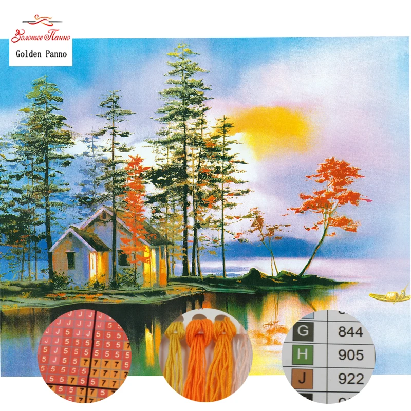 Golden Panno Needlework DIY DMC 14CT 11CT printed Cross stitch Embroidery kits house and tree white canvas Counted 828
Golden Panno Needlework DIY DMC 14CT 11CT printed Cross stitch Embroidery kits house and tree white canvas Counted 828