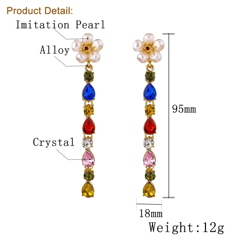 2019 ZA Imitation Pearl Flower Multicolor Crystal Long Tassel Dangle Earrings Luxury Brand Geometric Rhinestone Brincos Jewelry
2019 ZA Imitation Pearl Flower Multicolor Crystal Long Tassel Dangle Earrings Luxury Brand Geometric Rhinestone Brincos Jewelry