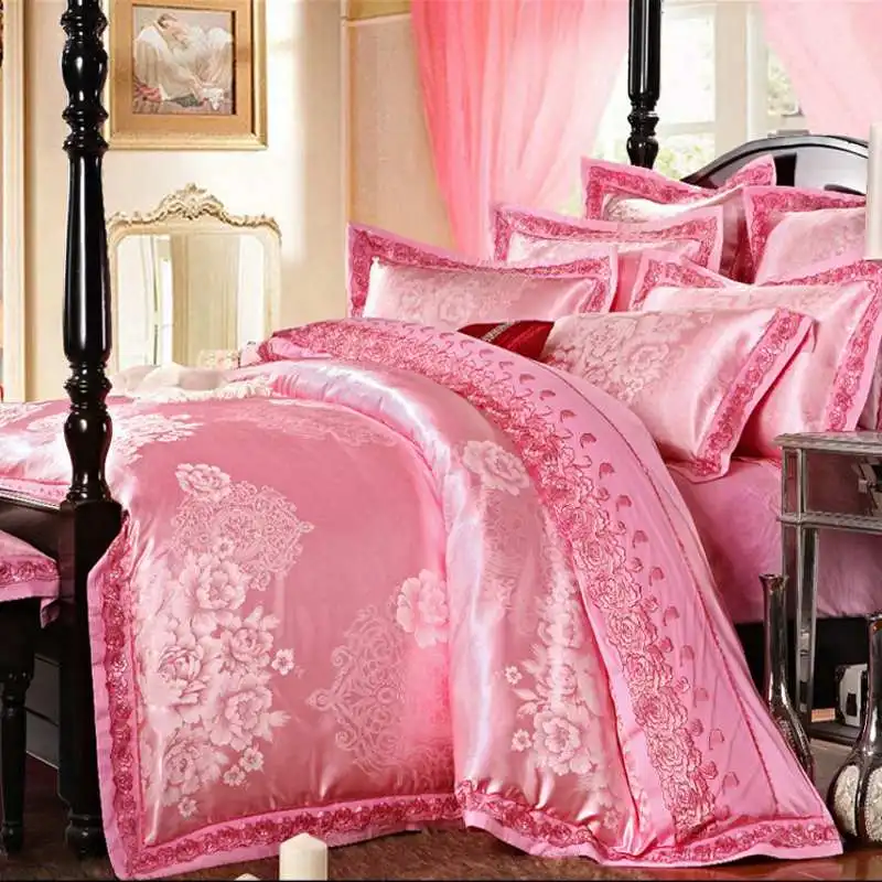 Blue Embroidery Jacquard Bedding Set Luxury 4PCS Bedclothes Bed Set Lace Satin Duvet Cover Bed Sheet Pillowcases Queen King
Blue Embroidery Jacquard Bedding Set Luxury 4PCS Bedclothes Bed Set Lace Satin Duvet Cover Bed Sheet Pillowcases Queen King