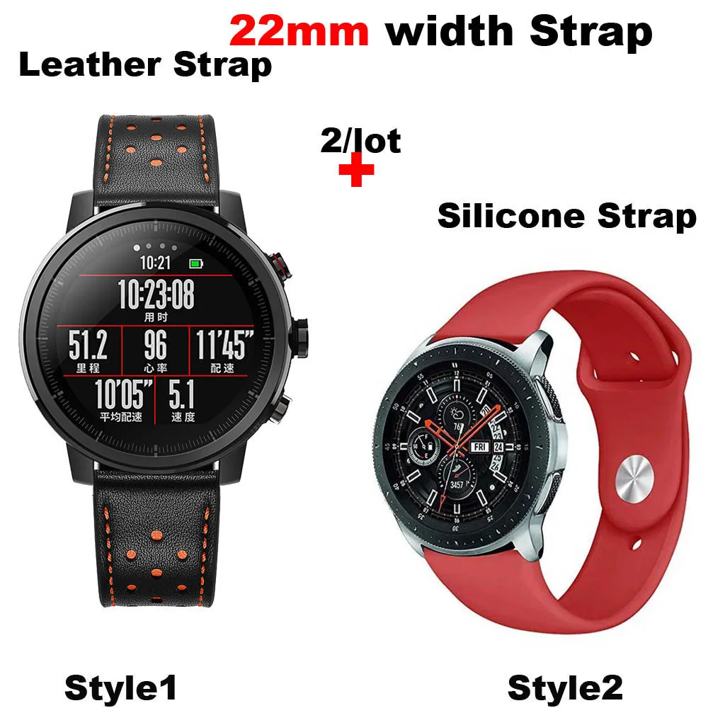 Ремешок для часов Xiaomi Amazfit GTR 47 мм Pace Stratos 2 huawei Watch GT 46 Honor Magic Dream кожаный ремешок