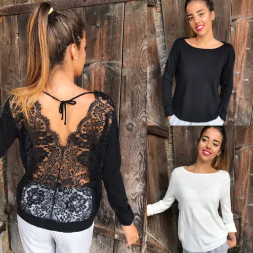 Trendy Sexy Women clothes Long Sleeve Loose Lace round neck Blouses Casual pullover Backless cotton Shirts one pieces
Trendy Sexy Women clothes Long Sleeve Loose Lace round neck Blouses Casual pullover Backless cotton Shirts one pieces