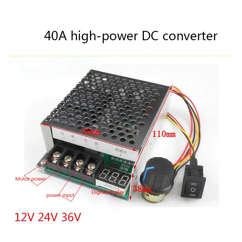40A DC motor speed controller,, motor speed controller,, reverse switch,, digital display tachometer,,12V24V36V
40A DC motor speed controller,, motor speed controller,, reverse switch,, digital display tachometer,,12V24V36V