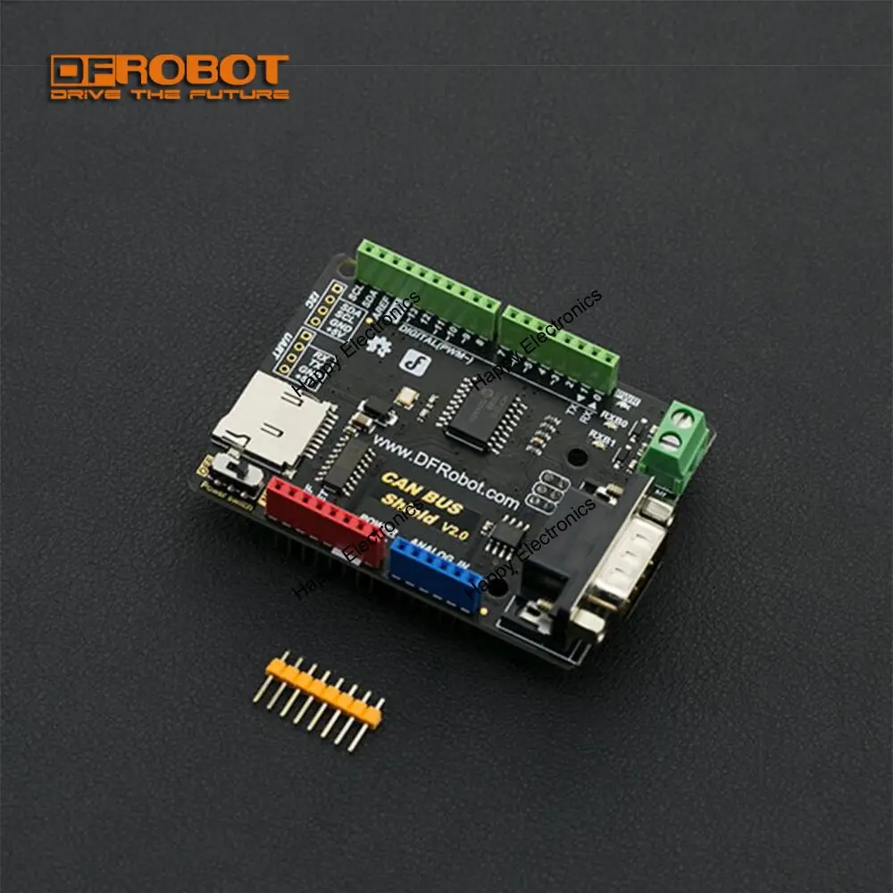 DFRobot CAN BUS Shield V2.0 3 ~ 5 В микросхема MCP2515 с гнездом MicroSD поддержкой интерфейса UART i2C DB9