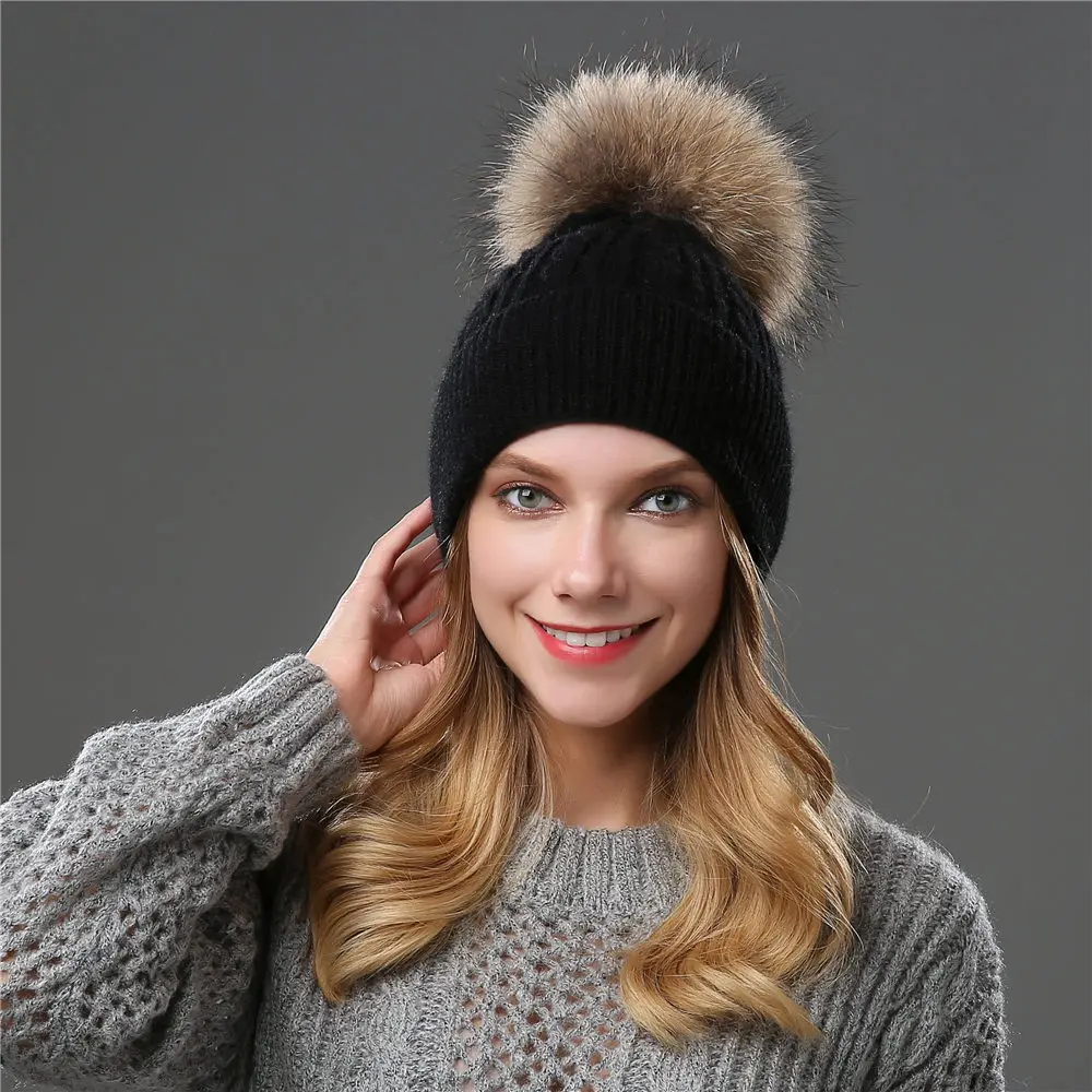 Angola Rabbit fur knitted hat with real fur pom pom hat Skullie beanie Wool winter hat for women female cap Female Beanies
Angola Rabbit fur knitted hat with real fur pom pom hat Skullie beanie Wool winter hat for women female cap Female Beanies