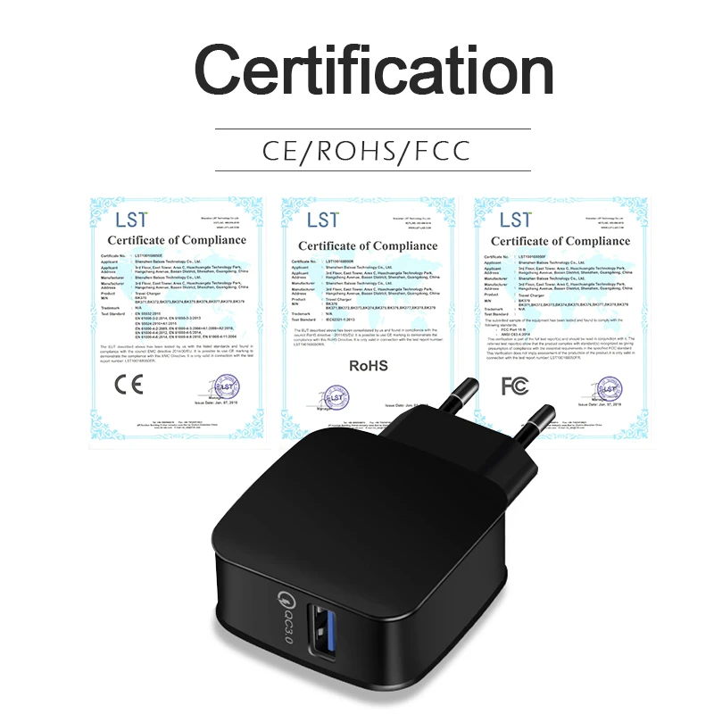 Зарядное устройство QC3.0 мобильный телефон адаптер для ЕС США 5V3A быстрая зарядка