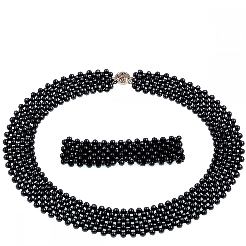 2017 Europe Black hematie stone round beads woven necklace and bracelet jewelry set Jewelry Women Gift Party
2017 Europe Black hematie stone round beads woven necklace and bracelet jewelry set Jewelry Women Gift Party