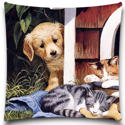 Dog Whatching cat Decorative Throw Pillows Case Cotton Polyester for Sofa Car Cotton Cushion Cover Creative Decoration 5 size
Dog Whatching cat Decorative Throw Pillows Case Cotton Polyester for Sofa Car Cotton Cushion Cover Creative Decoration 5 size