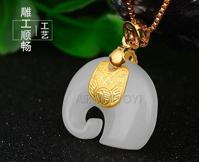Natural White HeTian Jade + 18K Solid Gold Inlaid Chinese Cute Elephant Amulet Lucky Pendant + Free Necklace Jewelry Certificate
Natural White HeTian Jade + 18K Solid Gold Inlaid Chinese Cute Elephant Amulet Lucky Pendant + Free Necklace Jewelry Certificate