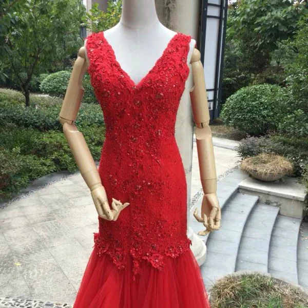 v neck elegant mermaid fishtail red wedding dresses 2017 new style custom make free shipping
v neck elegant mermaid fishtail red wedding dresses 2017 new style custom make free shipping