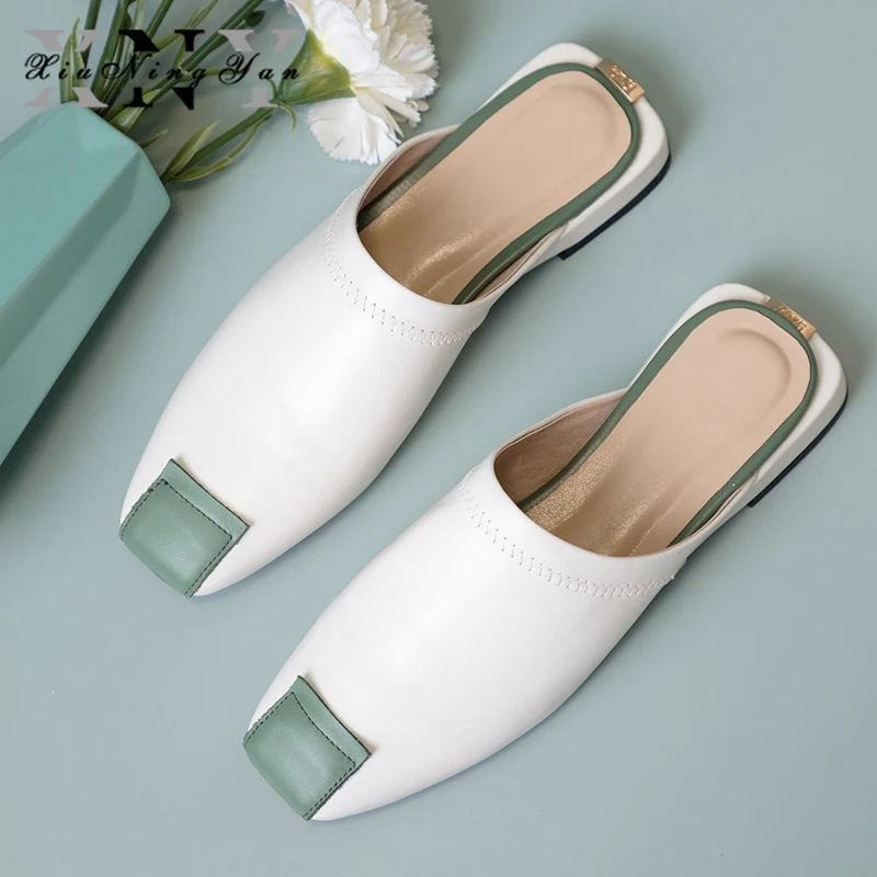 Genuine Leather Slipper Women Shoes Square Toe Slides New Designer Mules Shoes Mixed Color Japanese Casual Shoes Woman Slippers
Genuine Leather Slipper Women Shoes Square Toe Slides New Designer Mules Shoes Mixed Color Japanese Casual Shoes Woman Slippers