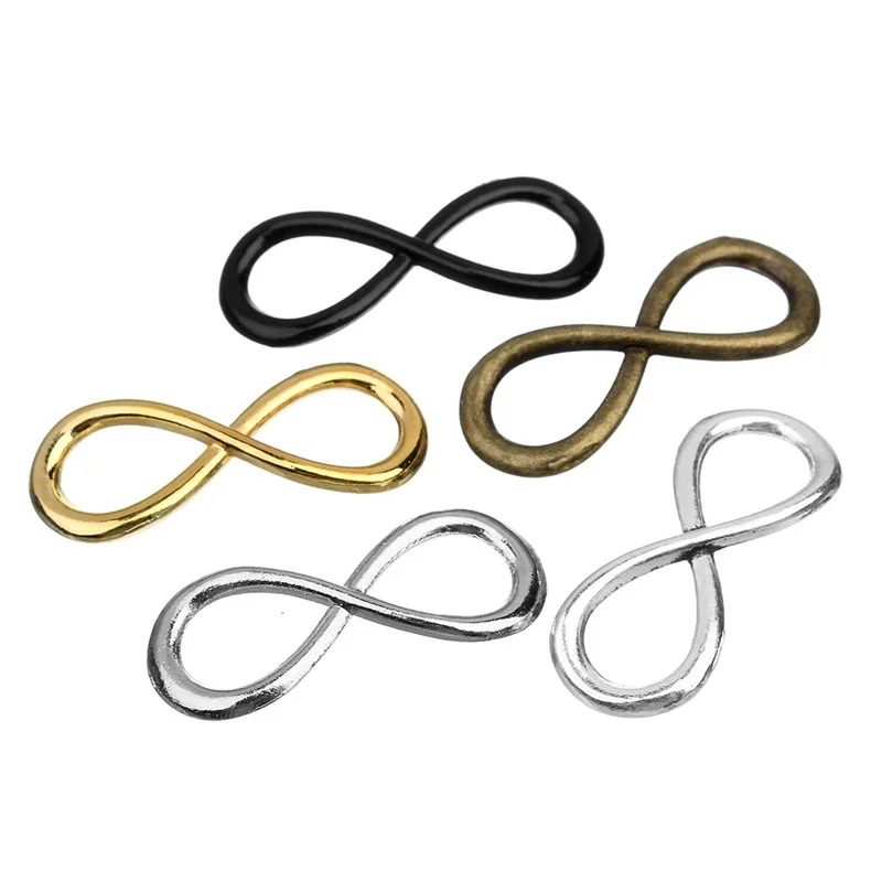 Sauvoo 20pcs/lot 12x31mm Gold Silver Black Color Infinity Symbol Charm Connector for DIY Bracelets Jewelry Making Accessories
Sauvoo 20pcs/lot 12x31mm Gold Silver Black Color Infinity Symbol Charm Connector for DIY Bracelets Jewelry Making Accessories