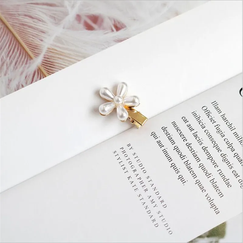 Flower Cute Simple Simulated Pearl Hair Pin Barrette For Women Korean Jewelry Girl Headwear Tiara Clip HairPins Accessories | Украшения и