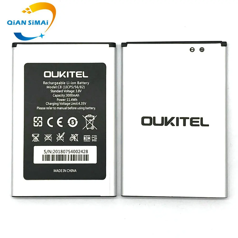 Мобильный телефон QiAN SiMAi для Oukitel C8, аккумулятор Oukitel C8, 1 шт., Новинка высокого качества
Мобильный телефон QiAN SiMAi для Oukitel C8, аккумулятор Oukitel C8, 1 шт., Новинка высокого качества