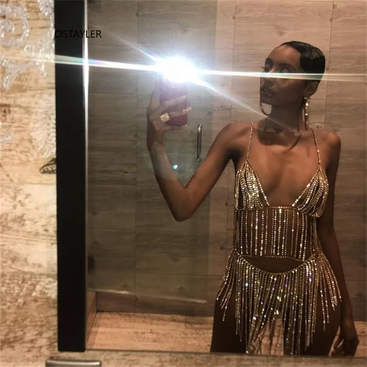 2019 European Night Club Women Sexy Blingbling Rhinestone Strap Bikini Finge Set Metal Alloy Fringe Chain Dance Show Accessories
2019 European Night Club Women Sexy Blingbling Rhinestone Strap Bikini Finge Set Metal Alloy Fringe Chain Dance Show Accessories