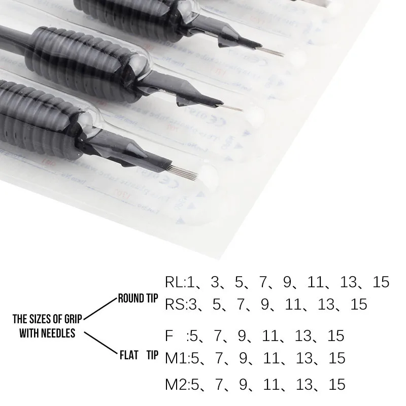 YILONG 20 x одноразовых тату ручки трубка с иглами в ассортименте 5RL Размер 3/4 "(19 мм)