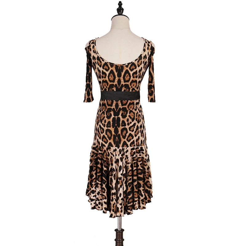 New Female Dancer Latin Dance Leopard Print Dress Adult Performance Costumes Suitable For Rumba / Cha Samba DQL232 | Тематическая