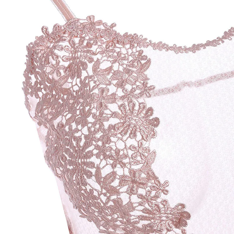 Sexy Spaghetti Strap Lace Angel Wings Nightgown Pink Mesh Fower Embroidery Yarn Sleepwear Women Faux Silk Sleeveless Nightwear
Sexy Spaghetti Strap Lace Angel Wings Nightgown Pink Mesh Fower Embroidery Yarn Sleepwear Women Faux Silk Sleeveless Nightwear