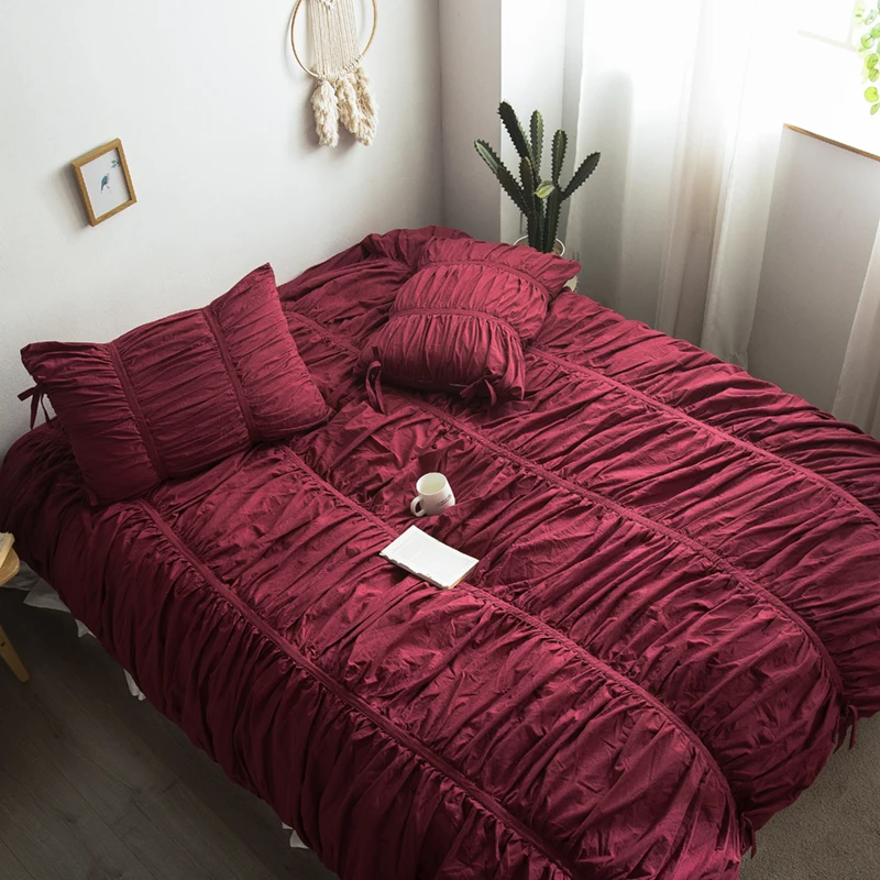 100%Cotton Exquisite Pinch Pleated Duvet Cover Bedding Set Solid White Purple Pink King Queen size Luxury Chic Bedding Set
100%Cotton Exquisite Pinch Pleated Duvet Cover Bedding Set Solid White Purple Pink King Queen size Luxury Chic Bedding Set