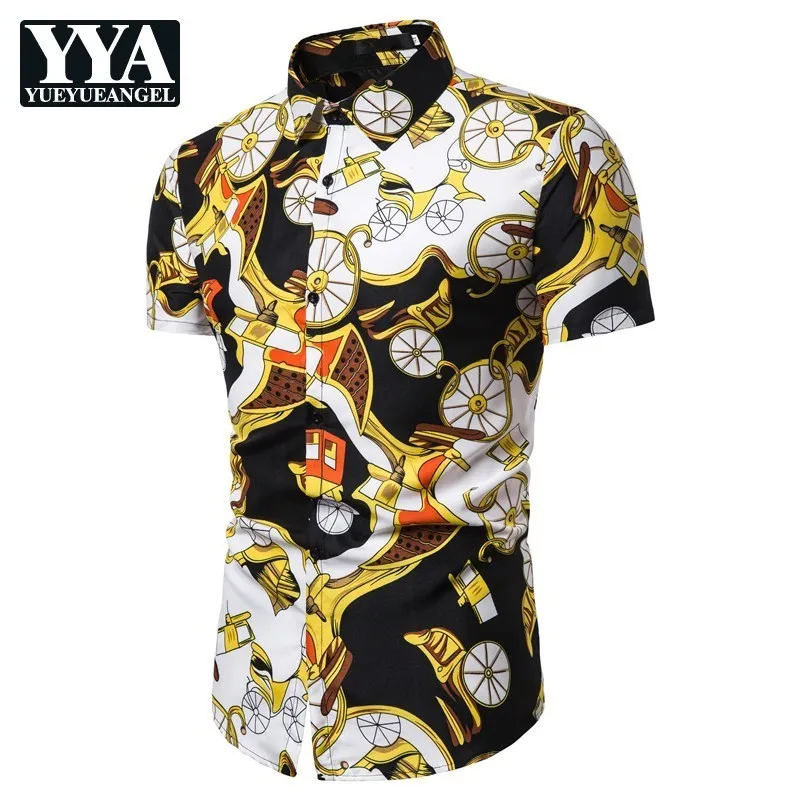 Summer Chic Print Short Sleeve Lapel Single Breasted Mens Shirts Punk Style Fashion Slim Fit Plus Size M-3XL Casual Male Shirts
Summer Chic Print Short Sleeve Lapel Single Breasted Mens Shirts Punk Style Fashion Slim Fit Plus Size M-3XL Casual Male Shirts