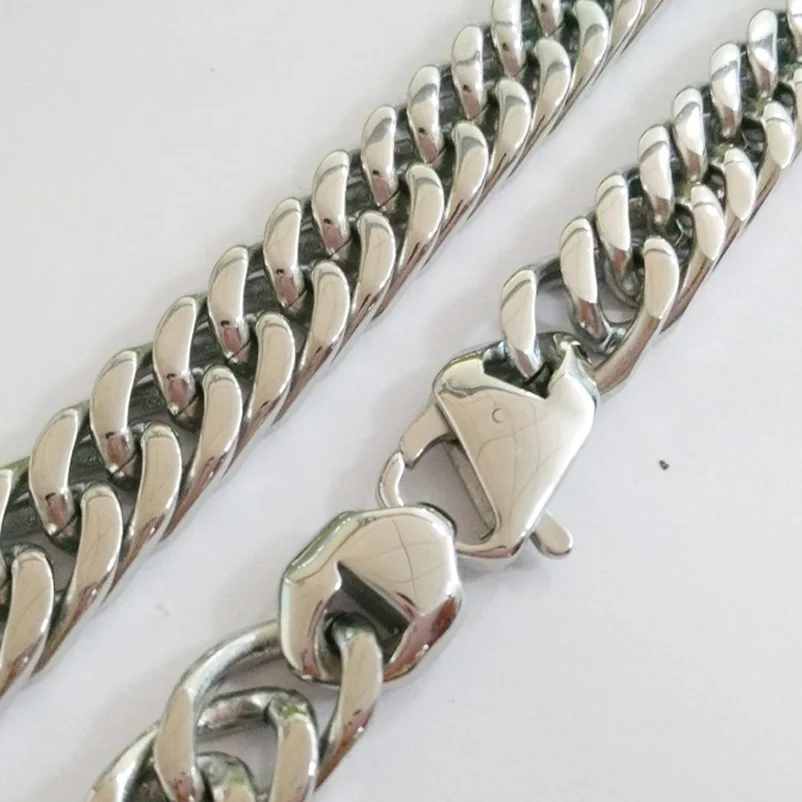 12/15mm Wide Trendy Stainless Steel Silver Color Cuban Curb Chain Men's Necklace Or Bracelet Fashion Jewelry Handmade 7-40inch
12/15mm Wide Trendy Stainless Steel Silver Color Cuban Curb Chain Men's Necklace Or Bracelet Fashion Jewelry Handmade 7-40inch