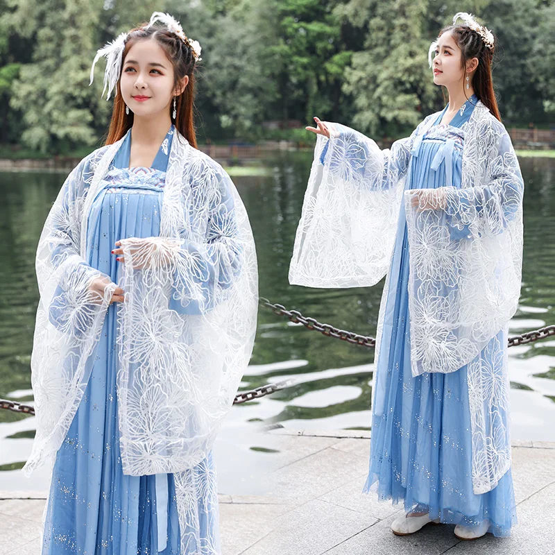 Women Traditional Dance Costume Blue Hanfu Chinese Folk Festival Outfit Stage Performance Clothes Oriental Fairy Dress DF1020
Women Traditional Dance Costume Blue Hanfu Chinese Folk Festival Outfit Stage Performance Clothes Oriental Fairy Dress DF1020