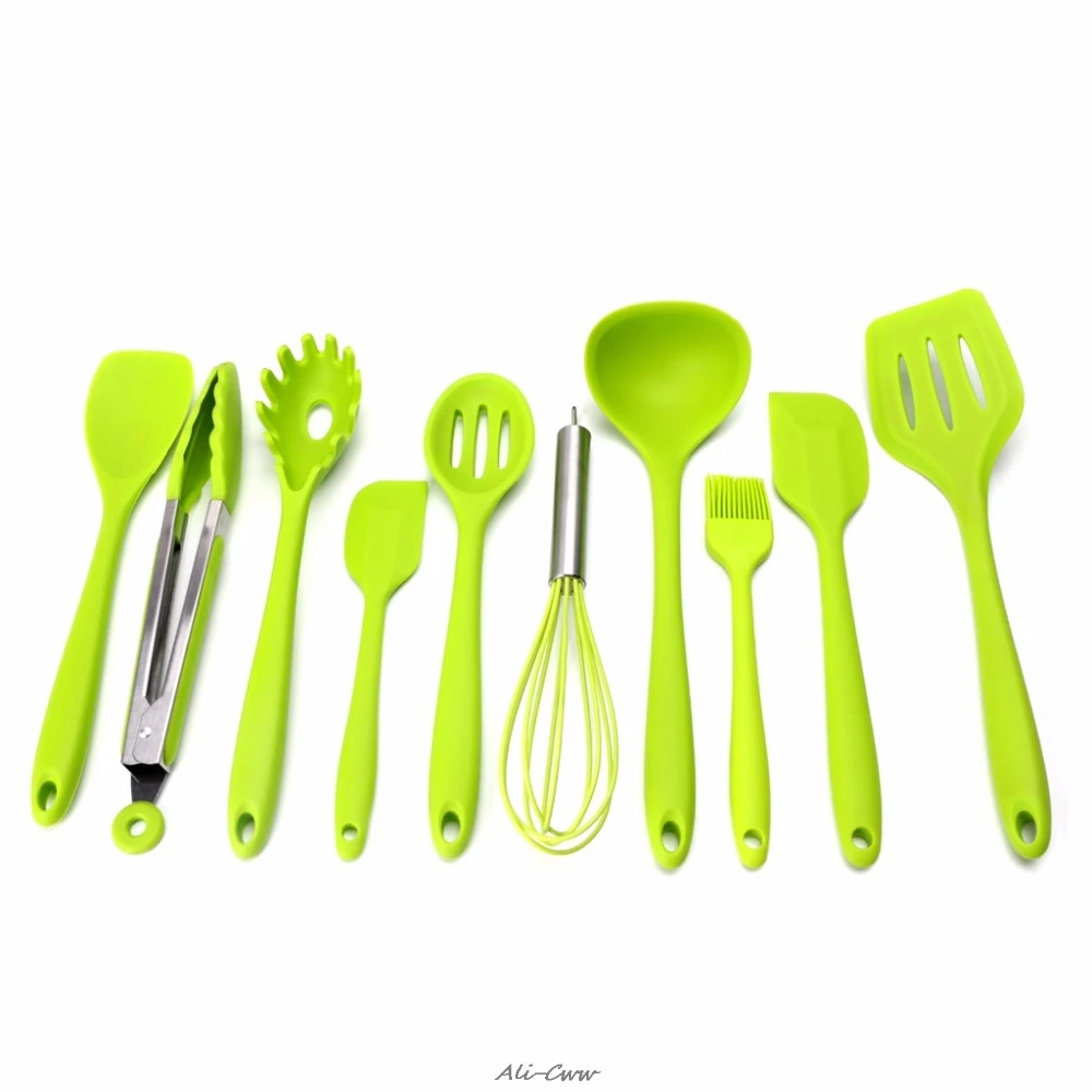 10Pcs/Set Green Heat Resitant Non-stick Silicone Kitchen Utensils Set Cooking Bake Tool Spatula, Spoon, Brush, Wisk, Tong
10Pcs/Set Green Heat Resitant Non-stick Silicone Kitchen Utensils Set Cooking Bake Tool Spatula, Spoon, Brush, Wisk, Tong