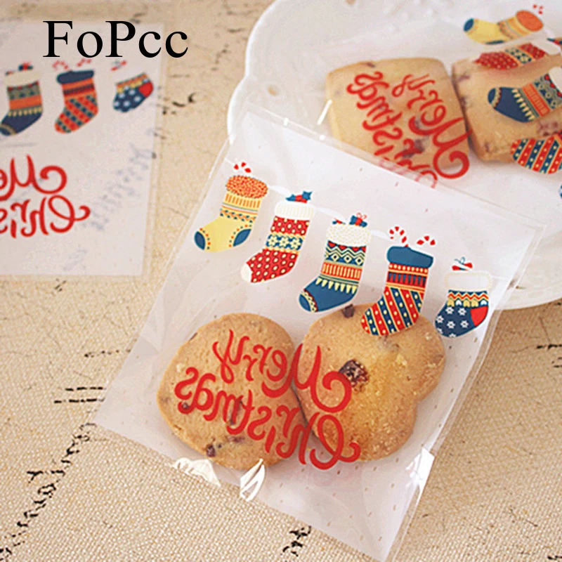 50 шт. рождественские носки пластиковые пакеты для упаковки печенья