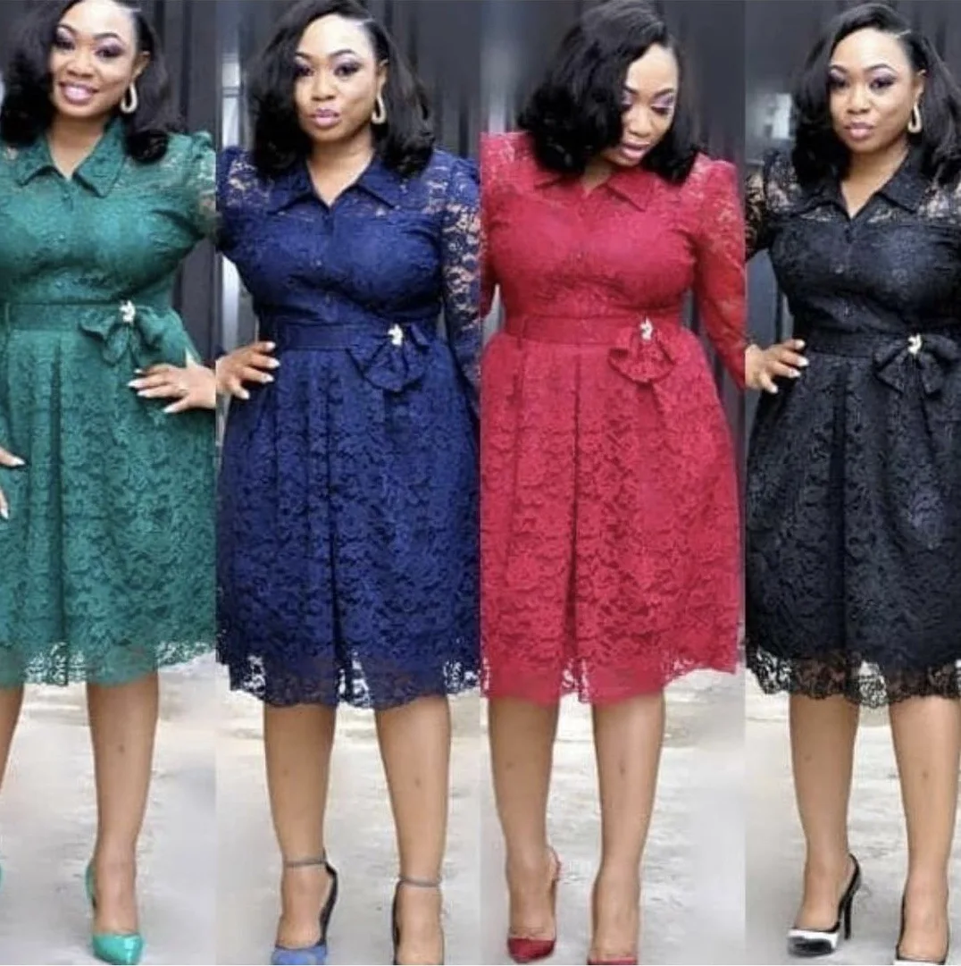 Spring Summer African Dress For Women Wrist Sleeve Turn-down Collar Lace A-line Dress
Spring Summer African Dress For Women Wrist Sleeve Turn-down Collar Lace A-line Dress