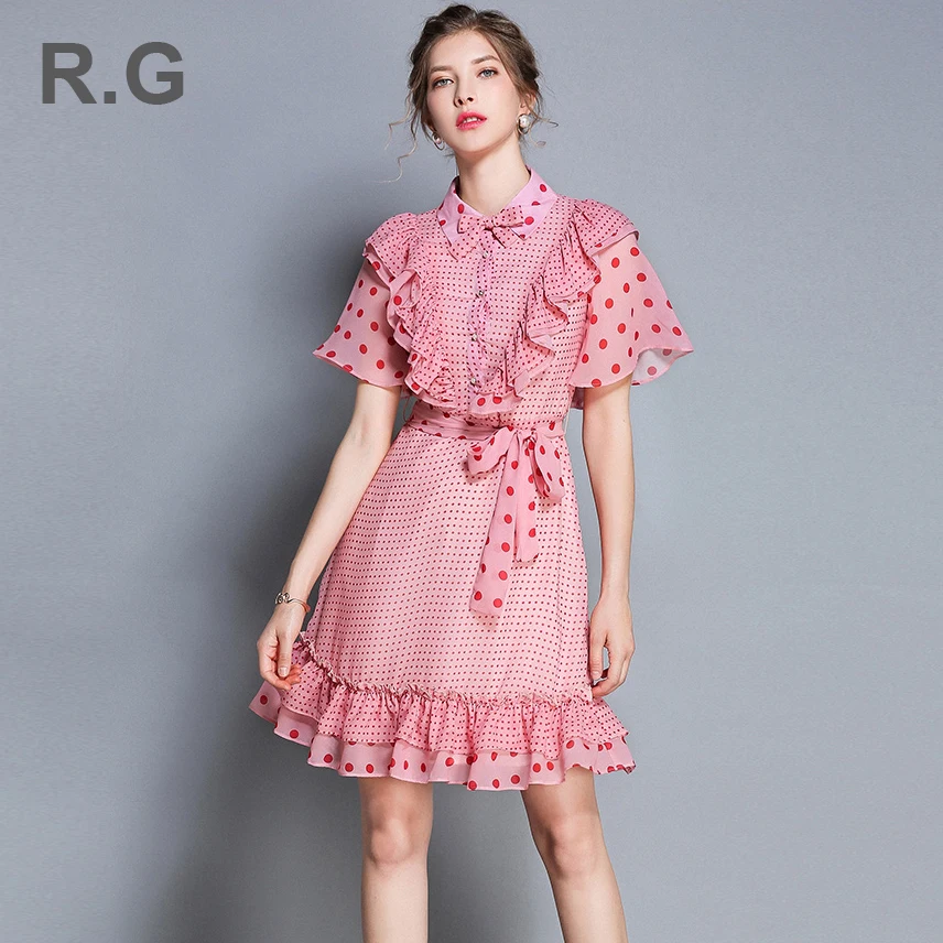 RG Fashion Dot Printed Women Dress Princess Style Peter Pan Collar Ruffle Pink Dresses Summer Plus Size 2XL robe femme ete 2018
RG Fashion Dot Printed Women Dress Princess Style Peter Pan Collar Ruffle Pink Dresses Summer Plus Size 2XL robe femme ete 2018