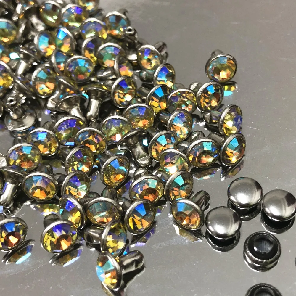6MM 50Set CZ++ Light Yellow AB Crystal AB Plated Rivets Silver Plated Studs Assorted Cabochon Rivets Fit for Leather-Craft
6MM 50Set CZ++ Light Yellow AB Crystal AB Plated Rivets Silver Plated Studs Assorted Cabochon Rivets Fit for Leather-Craft