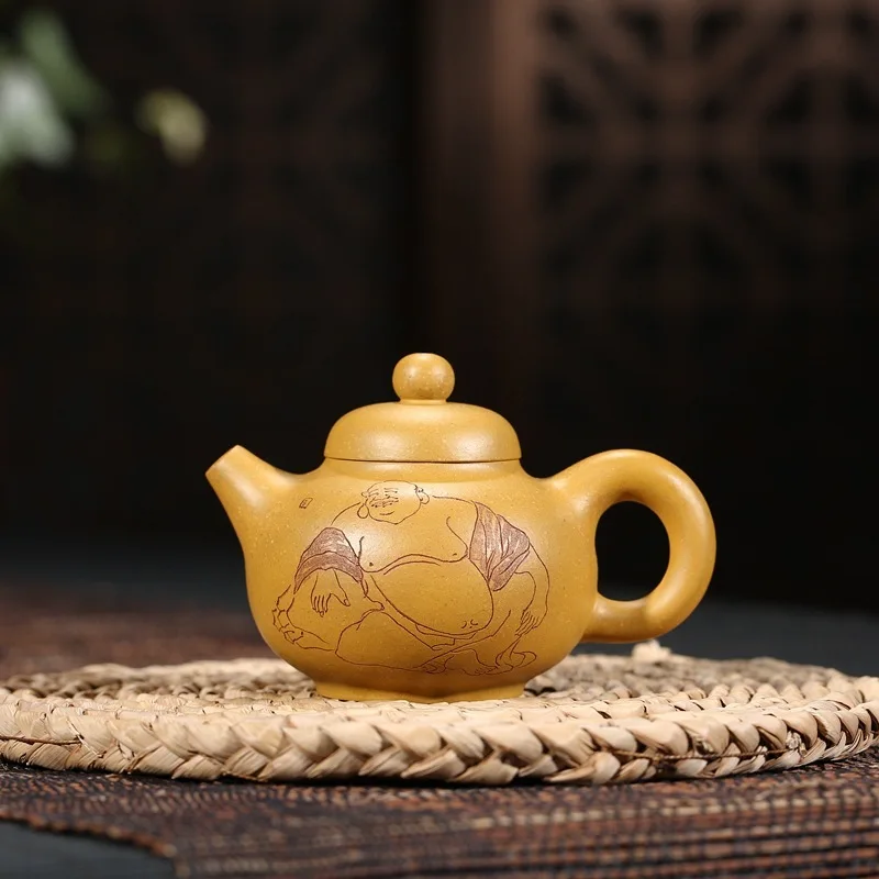Small Pot Purple Sand Pot Yixing Golden Section Mud Hand-carved Xiaofo Pot Teapot and Teaware Factory Direct Wholesale
Small Pot Purple Sand Pot Yixing Golden Section Mud Hand-carved Xiaofo Pot Teapot and Teaware Factory Direct Wholesale