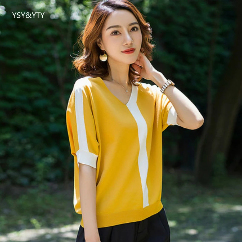 women clothes 2019 New summer women ice silk sweater women loose T-shirt kawaii thin bottom V-neck shirt women
women clothes 2019 New summer women ice silk sweater women loose T-shirt kawaii thin bottom V-neck shirt women