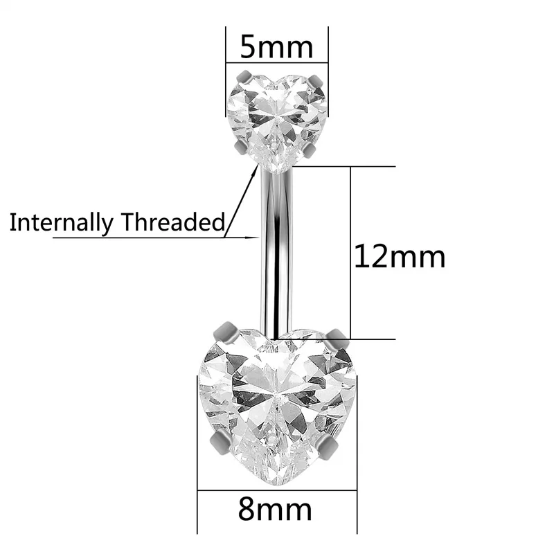 G23titan ювелирные изделия пупка Кристалл Сердце болтается живота кольцо летние