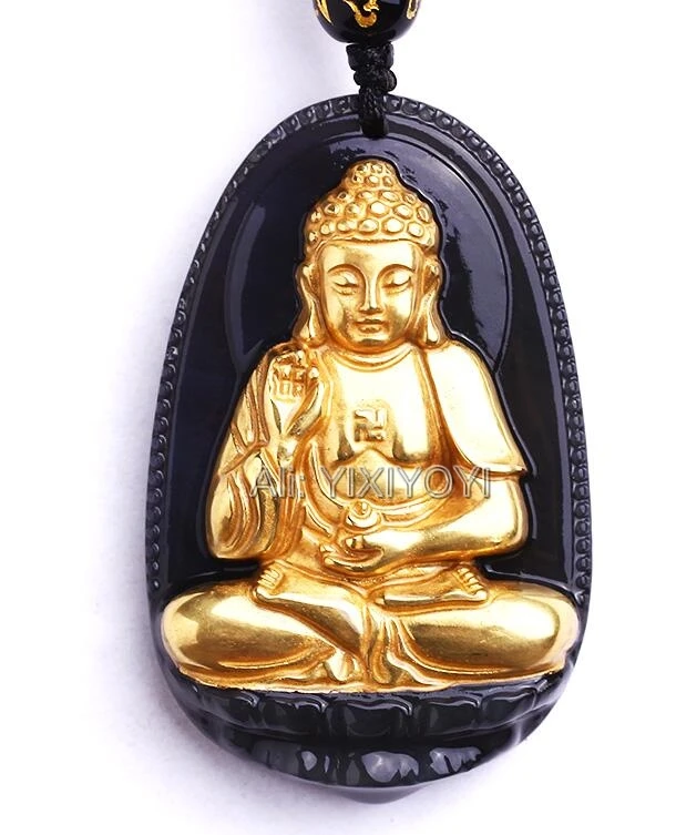 Beautiful Handwork Natural Black Obsidian + 18K Solid Gold Chinese Amulet Buddha Lucky Pendant + Free Beads Necklace Jewelry
Beautiful Handwork Natural Black Obsidian + 18K Solid Gold Chinese Amulet Buddha Lucky Pendant + Free Beads Necklace Jewelry