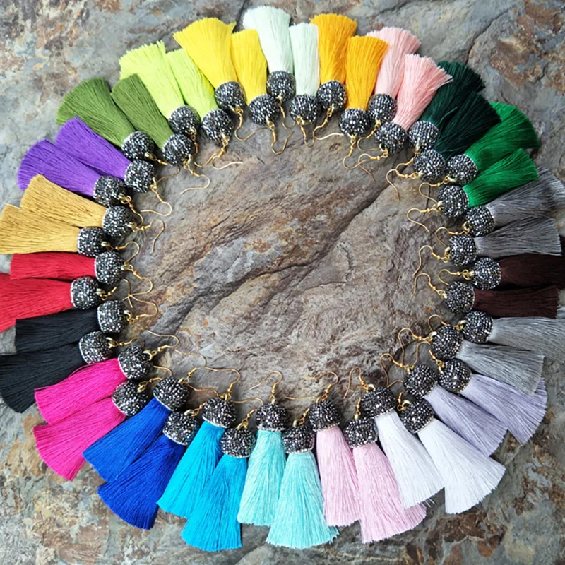 10 Pairs cotton Silk Tassel Earrings,Pave crystal Rhinestone Tassel Jewelry, For Women Bohemia Earrings ER217
10 Pairs cotton Silk Tassel Earrings,Pave crystal Rhinestone Tassel Jewelry, For Women Bohemia Earrings ER217