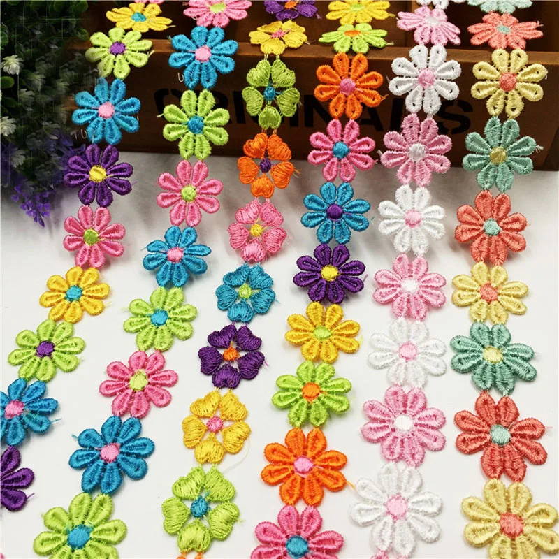 15 Yards/lot Colorful Daisy Flowers Polyester Lace Trim Embroidered Water Soluble Lace Ribbon For Sewing Craft Wedding
15 Yards/lot Colorful Daisy Flowers Polyester Lace Trim Embroidered Water Soluble Lace Ribbon For Sewing Craft Wedding