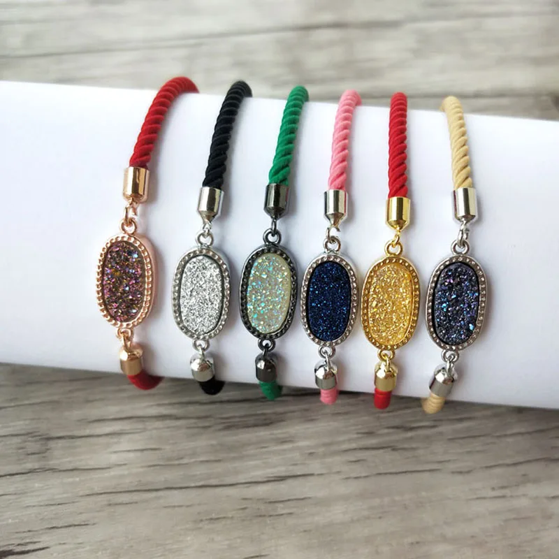 10pcs Mix Color Cotton Adjustable hand Bracelet,Natural druse geode Quartz Titanium Stone oval charm connector Bracelets BG178
10pcs Mix Color Cotton Adjustable hand Bracelet,Natural druse geode Quartz Titanium Stone oval charm connector Bracelets BG178