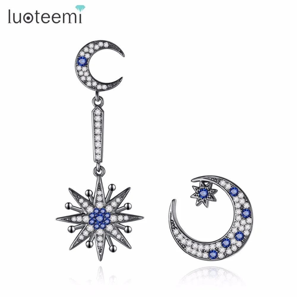 LUOTEEMI Brand New Asymmetric Drop Earrings Statement Black Rhodium Plated Sun Moon Shiny CZ Crystal Brincos Jewelry For Women
LUOTEEMI Brand New Asymmetric Drop Earrings Statement Black Rhodium Plated Sun Moon Shiny CZ Crystal Brincos Jewelry For Women