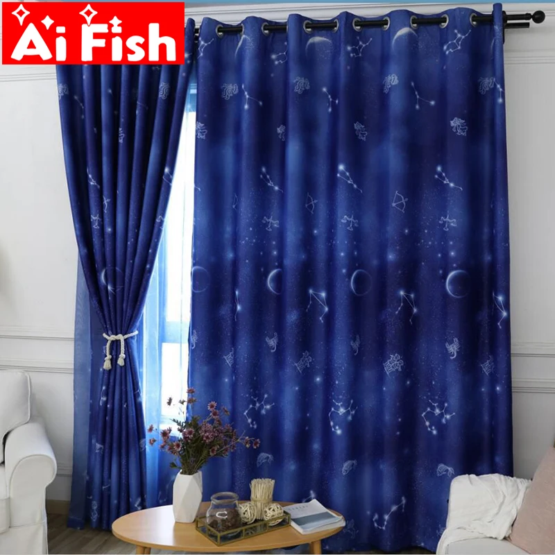 Unique and Romantic Navy Blue Starry sky Shade Curtains For Living Room Korean Children's Bedroom Space Star Drapes WP111-40
Unique and Romantic Navy Blue Starry sky Shade Curtains For Living Room Korean Children's Bedroom Space Star Drapes WP111-40