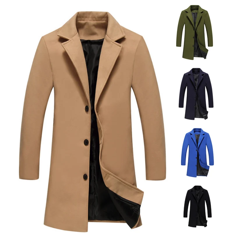 Men Autumn Winter Woolen Overcoat Turn-down Collar Three Buttons Single-breasted Long Coats Male Trench TT@88
Men Autumn Winter Woolen Overcoat Turn-down Collar Three Buttons Single-breasted Long Coats Male Trench TT@88