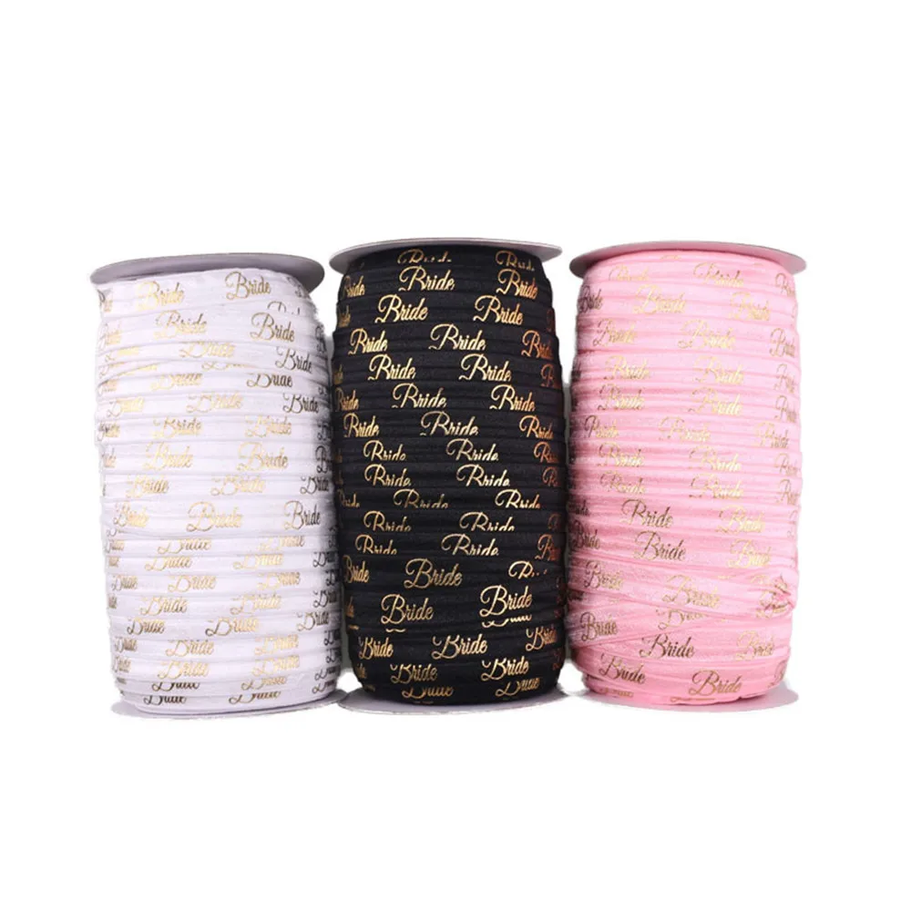 100yards/lot 5/8" FOE Elastic Headband, Gold Foil BRIDE Hairband Wedding decoration Fold Over Elastic
100yards/lot 5/8" FOE Elastic Headband, Gold Foil BRIDE Hairband Wedding decoration Fold Over Elastic
