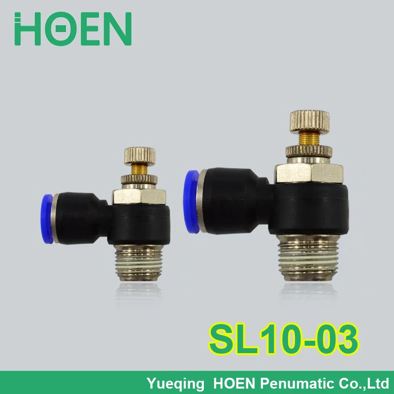 

Free Shipping SL 10MM-3/8" Pneumatic Throttle Valve Quick Push In Air Fitting For 10MM Tube 3/8" Thread SL10-03 Flow Controller