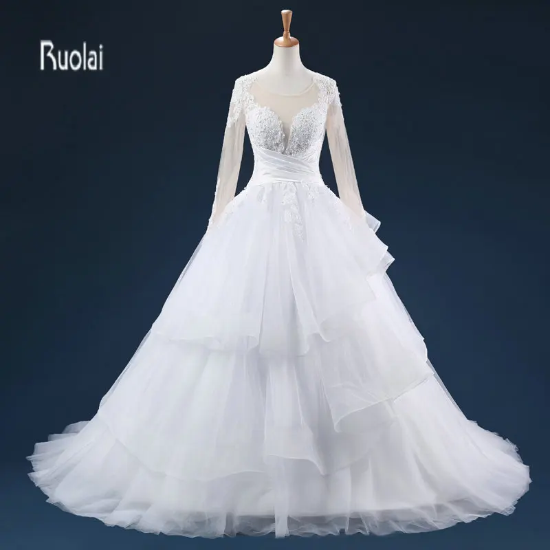 New Charming Real Sample Ball Gown Long Sleeves Lace Applique Beading Layers Tulle Formal Wedding Dresses Bridal Gown
New Charming Real Sample Ball Gown Long Sleeves Lace Applique Beading Layers Tulle Formal Wedding Dresses Bridal Gown