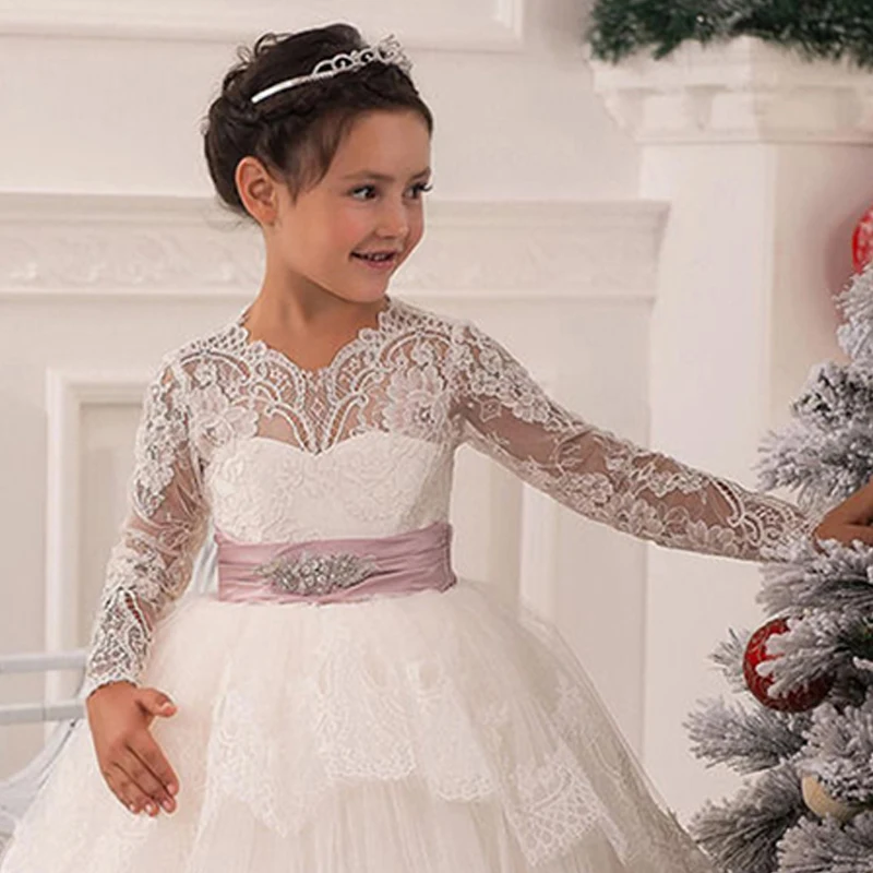 Organza Flower Girl Dresses Long Sleeve Princess Cheap Sashes First Communion Dress 2021
Organza Flower Girl Dresses Long Sleeve Princess Cheap Sashes First Communion Dress 2021