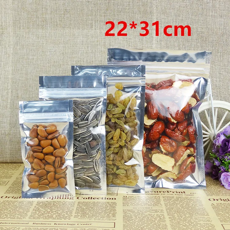 22*31cm Silver Aluminum Foil / Clear Resealable Valve Zipper Plastic Retail Pack Package Bag, Zip Lock Bag Party Packaging
22*31cm Silver Aluminum Foil / Clear Resealable Valve Zipper Plastic Retail Pack Package Bag, Zip Lock Bag Party Packaging