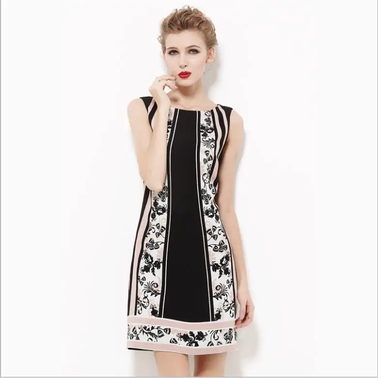 Summer Dress Women Black White Printed Plus Size dress Office Party High Quality Lady's Clothing Free Shipping
Summer Dress Women Black White Printed Plus Size dress Office Party High Quality Lady's Clothing Free Shipping