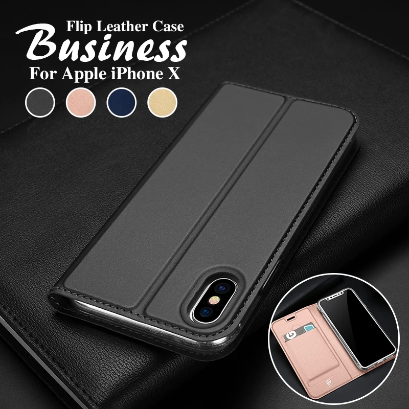 Кожаный чехол DUX DUCIS для iPhone X 10 роскошный флип с подставкой и отделением карт